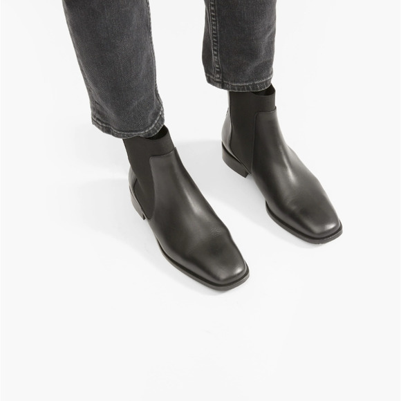 Everlane Womens The Italian Leather Square Toe Chelsea Boot Size 6.5 Black NWOB - Picture 3 of 12